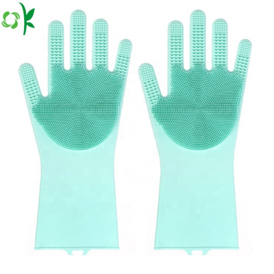 Reusable Cleaning Sponge Scrubber Gloves Silicone Dishwashing Gloves Brush Gloves Washing Dishes