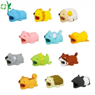 OKSILICONE Amazon Hot Sale Animal Cable Bite USB Charging Data Cable Protector Phone Charger Cable Protector