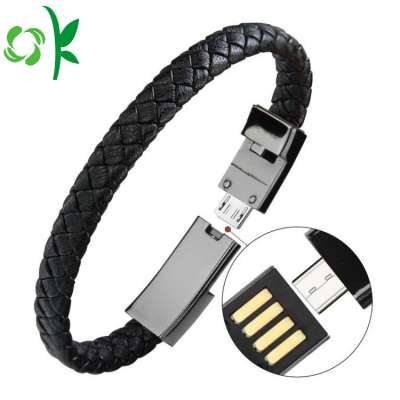 Custom Bracelet Lightning Cable Data Charging Cord for iPhone Type C USB Durable Braided Leather Charger Bracelet